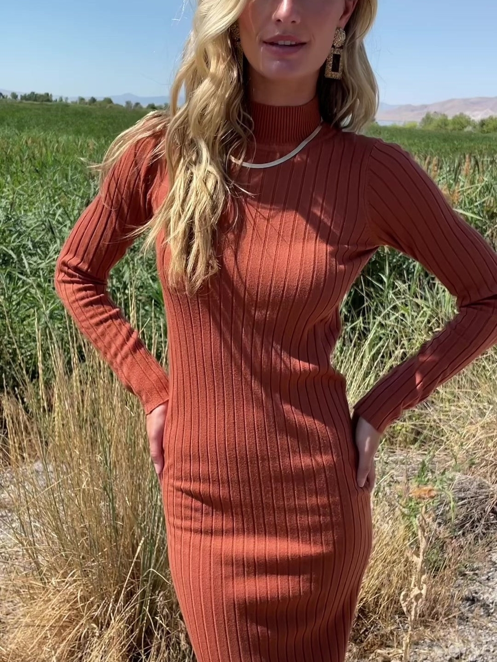 a new day Ribbed Mock Neck Sweater Dress